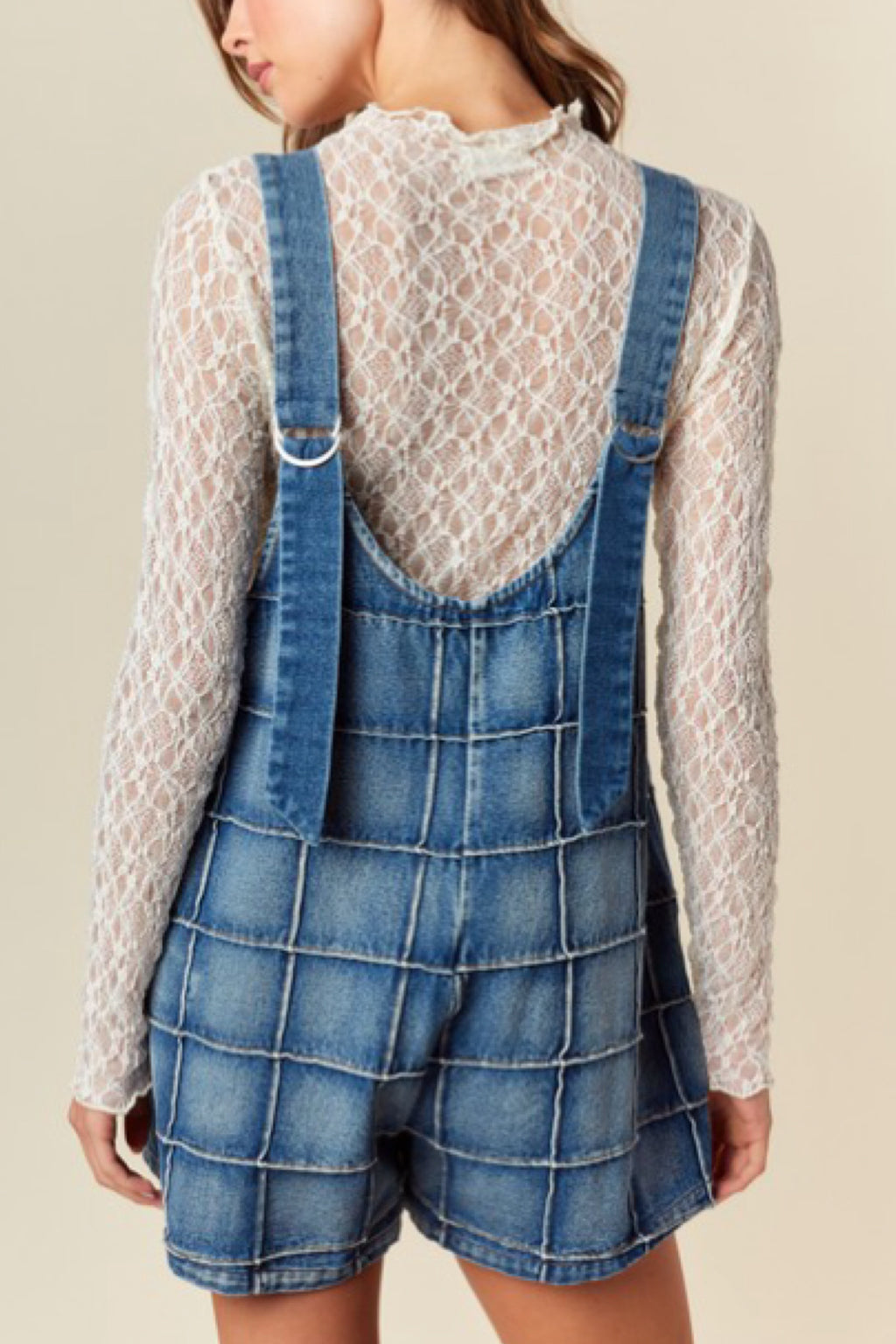 SQUARE PATCH DENIM ROMPER