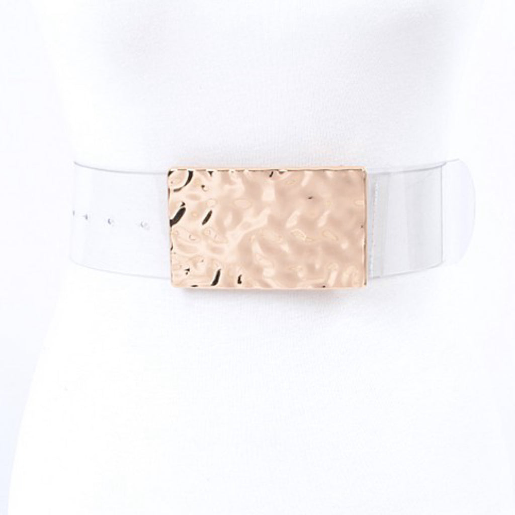 HAMMERED BUCKLE CLEAR BELT