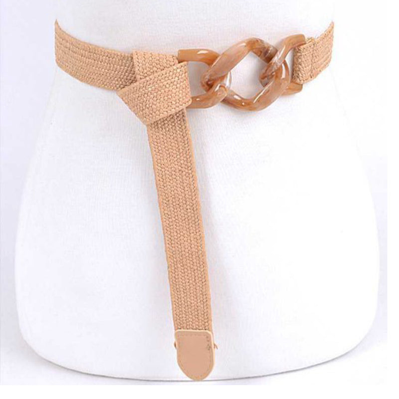 ELASTIC STRAW TIE BELT