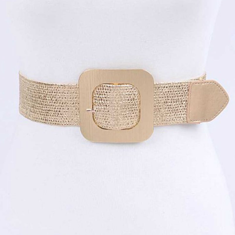 SQUARE BUCKLE STRETCHY BELT