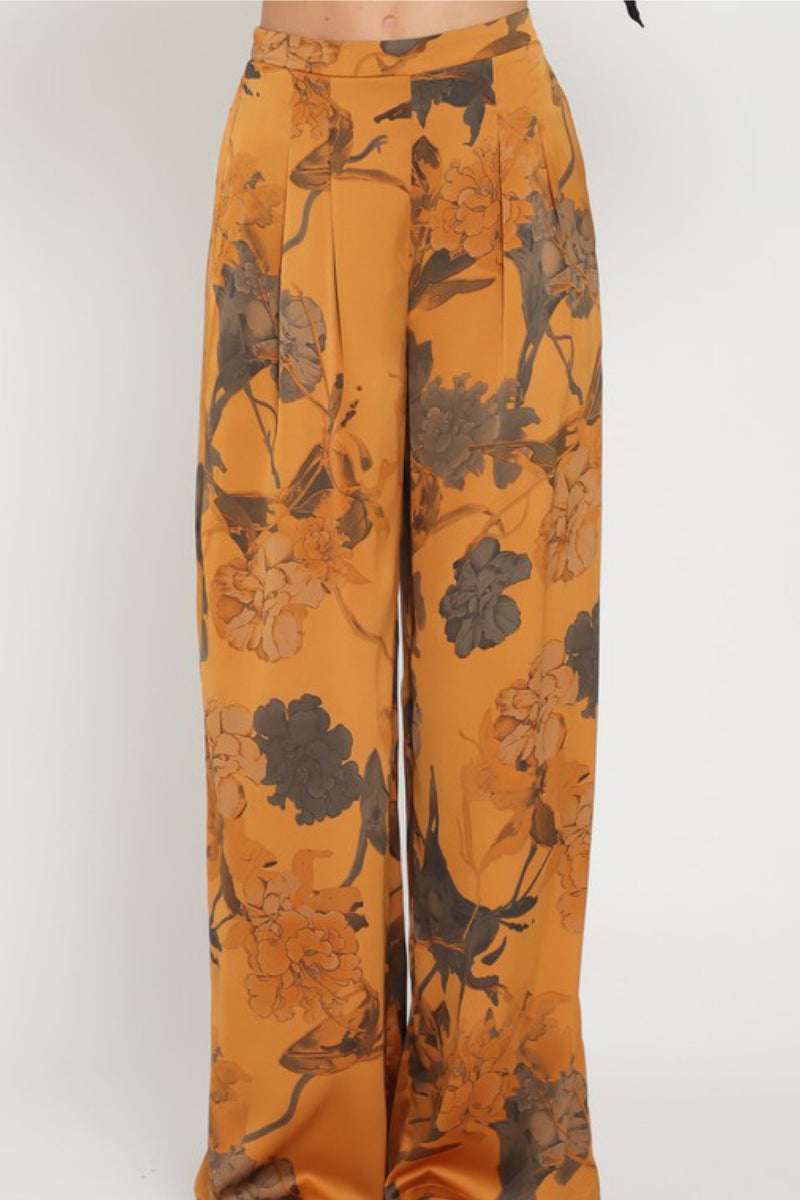 GOLDEN CAMEL FLORAL PANTS