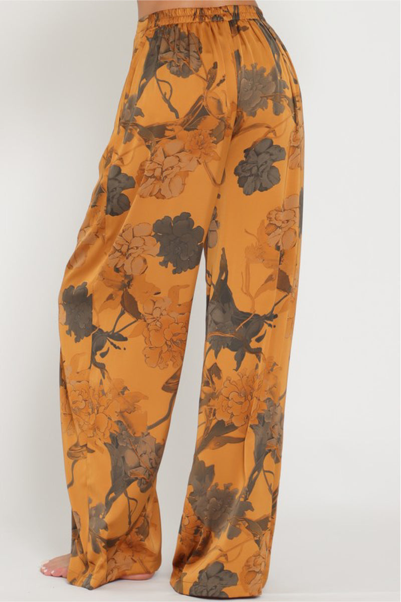 GOLDEN CAMEL FLORAL PANTS