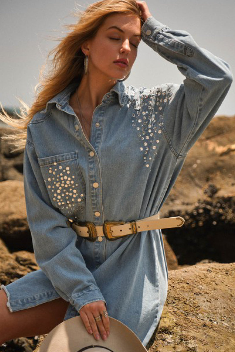 OVERSIZE GEM DENIM SHIRT