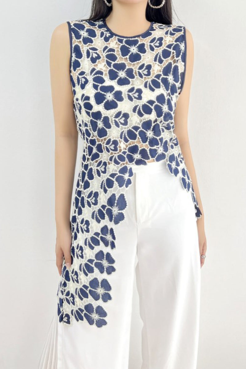 ASYMMETRIC LACE TOP