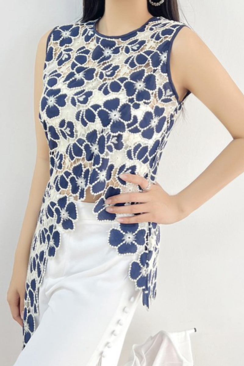 ASYMMETRIC LACE TOP