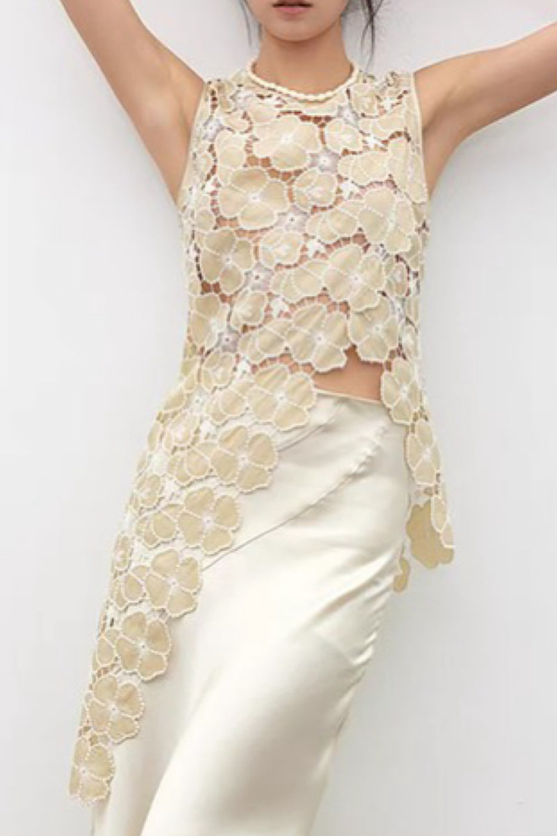 ASYMMETRIC LACE TOP