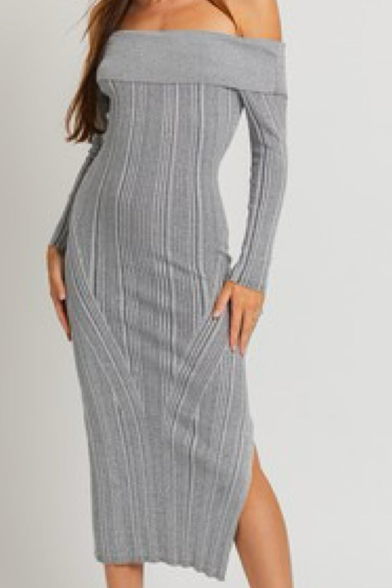 SHINY SWEATER MIDI DRESS