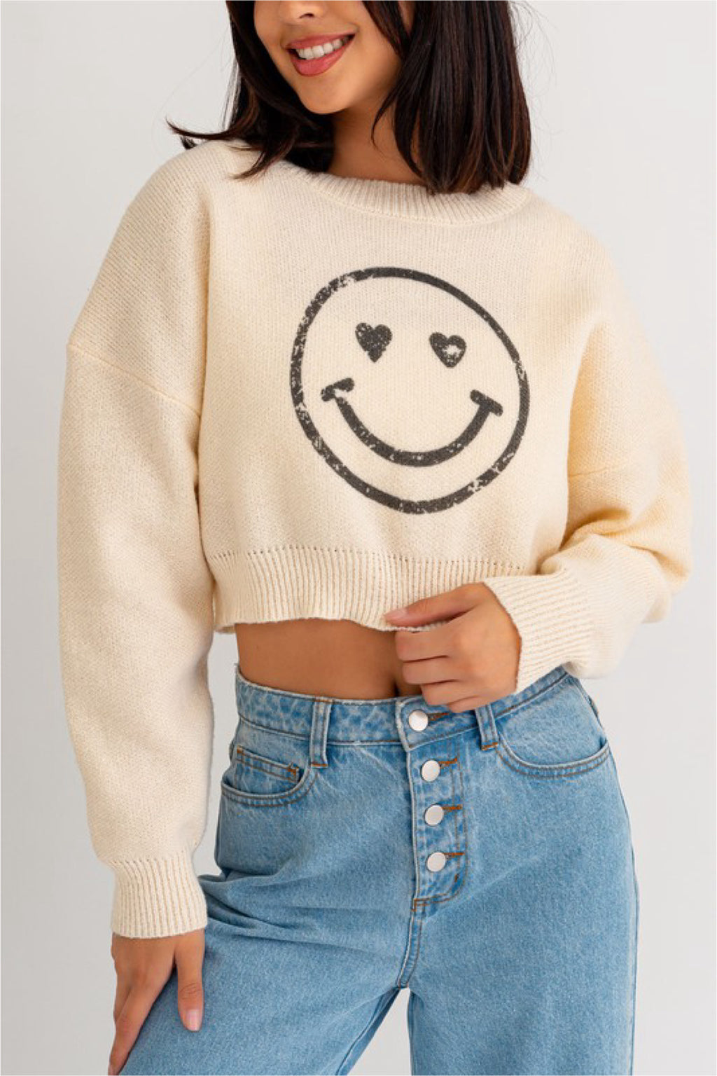 SMILEY CROP SWEATER