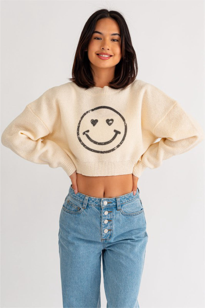 SMILEY CROP SWEATER