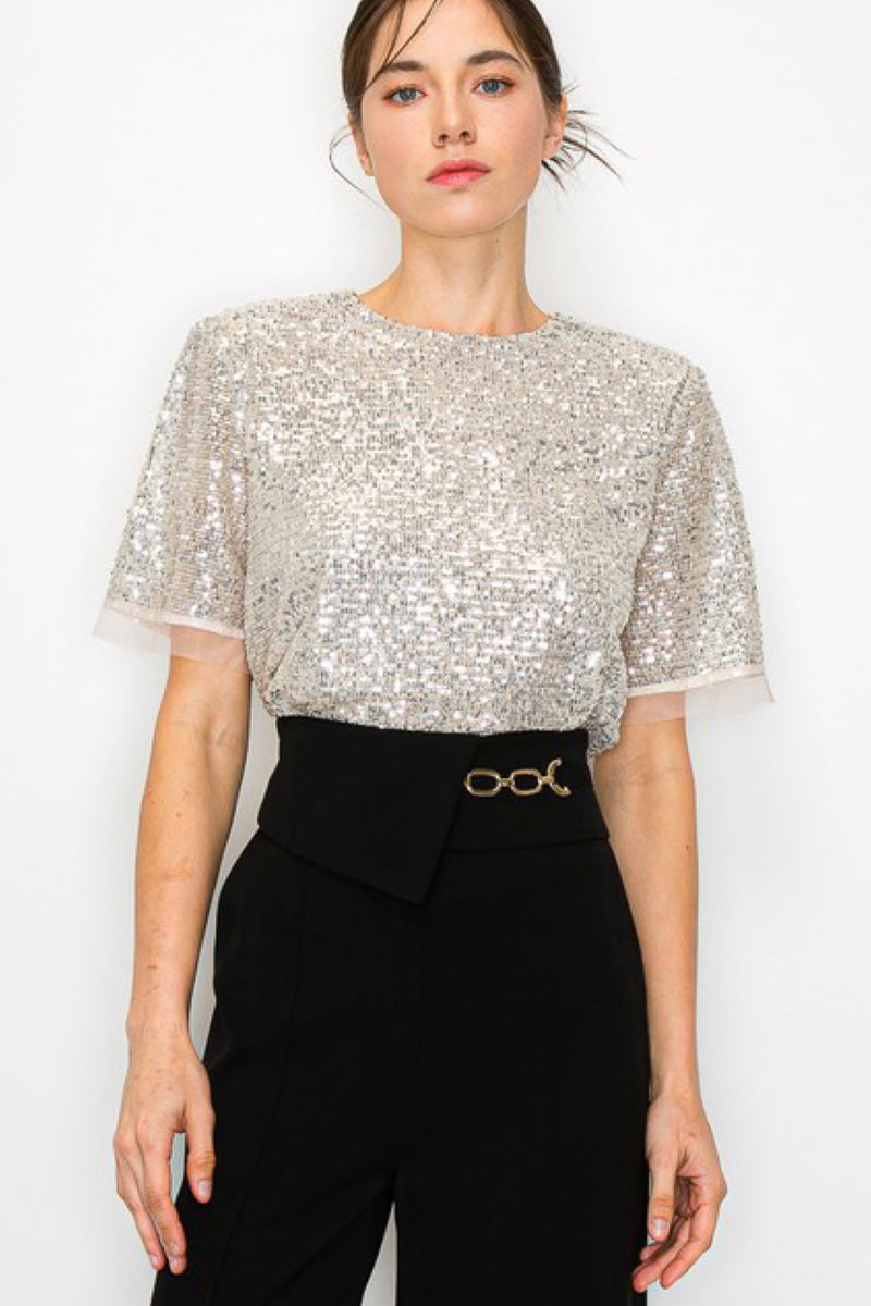 I'M GOLD SEQUIN TOP