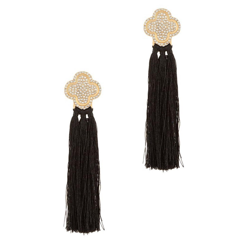 CLOVER WITH TASSEL EARRINGS