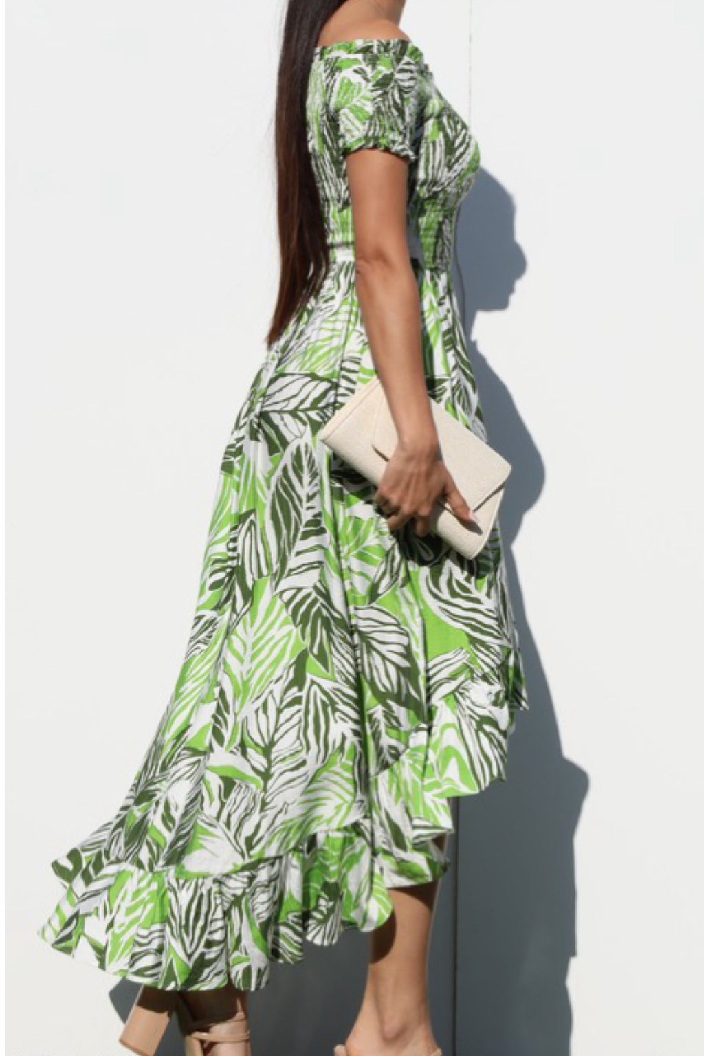 LEAVES ALL OVER MAXI DRESS