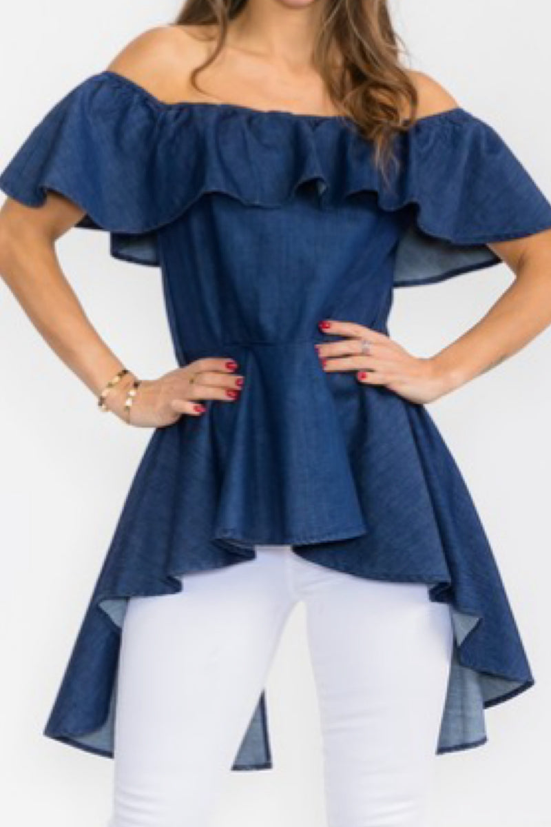 HIGH LOW DENIM TOP