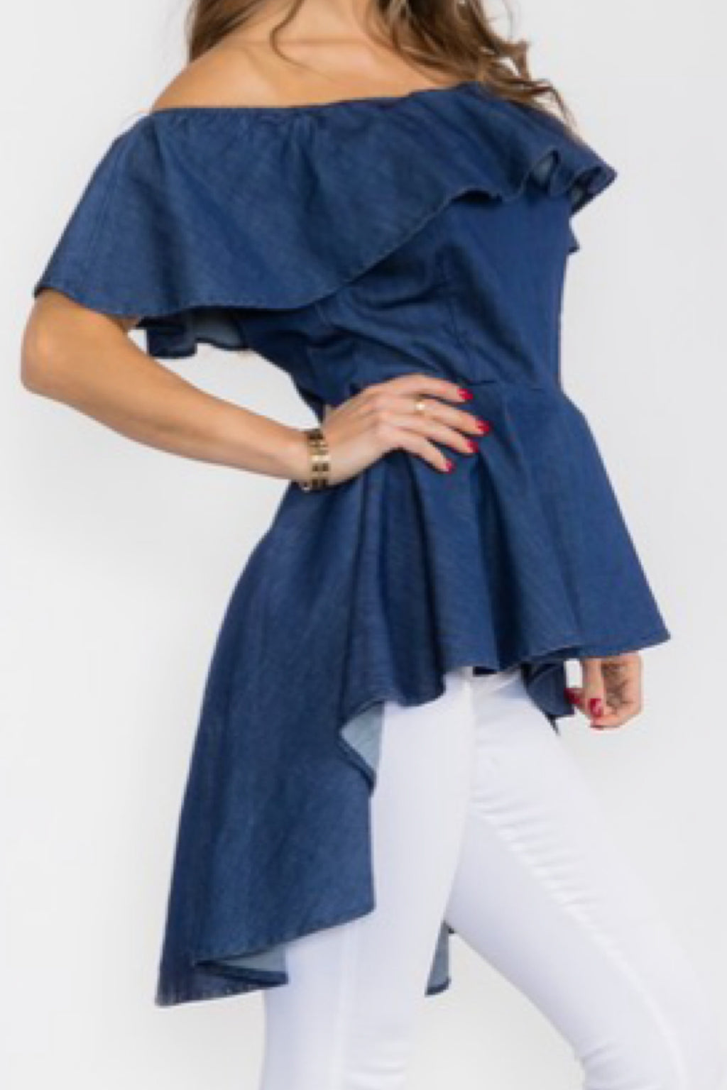 HIGH LOW DENIM TOP