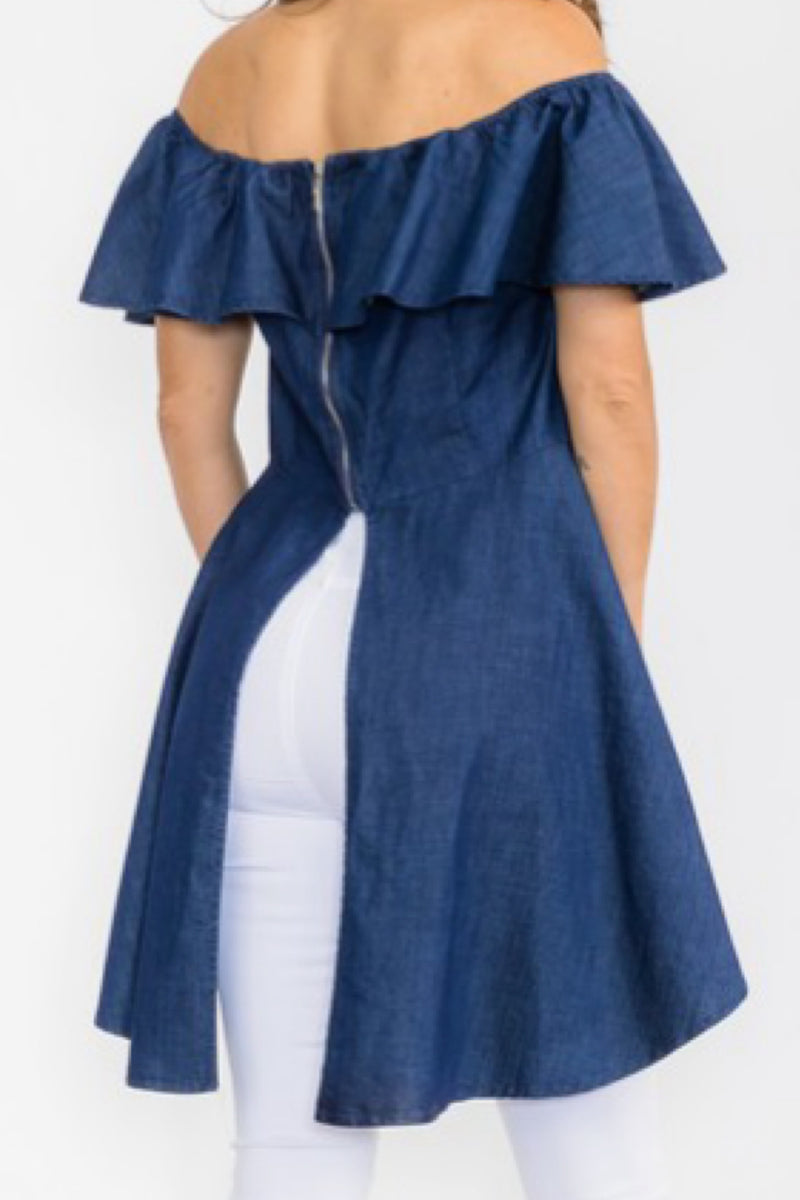 HIGH LOW DENIM TOP