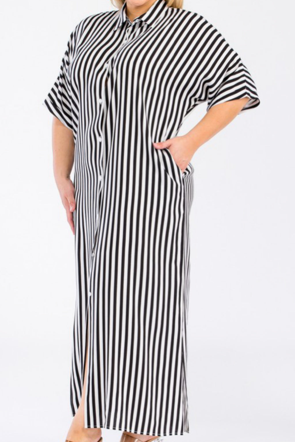 PLUS STRIPED MAXI DRESS
