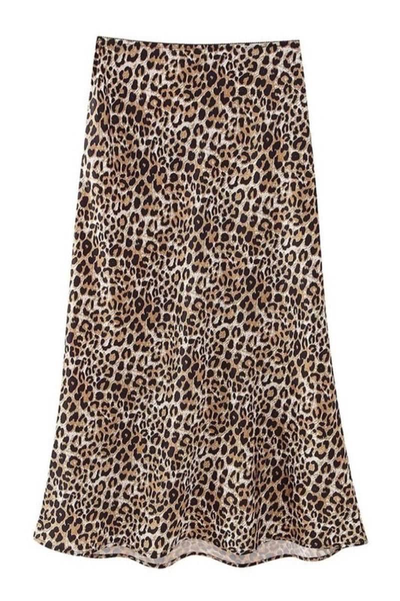 LEOPARD SATIN SKIRT