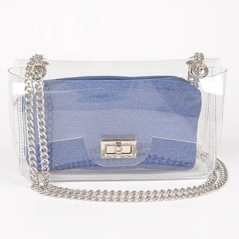 CLEAR BAG WITH SHINY POUCH