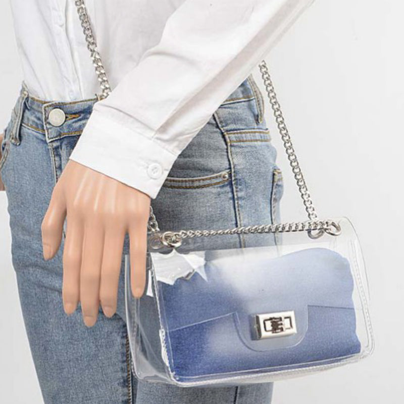 CLEAR BAG WITH SHINY POUCH