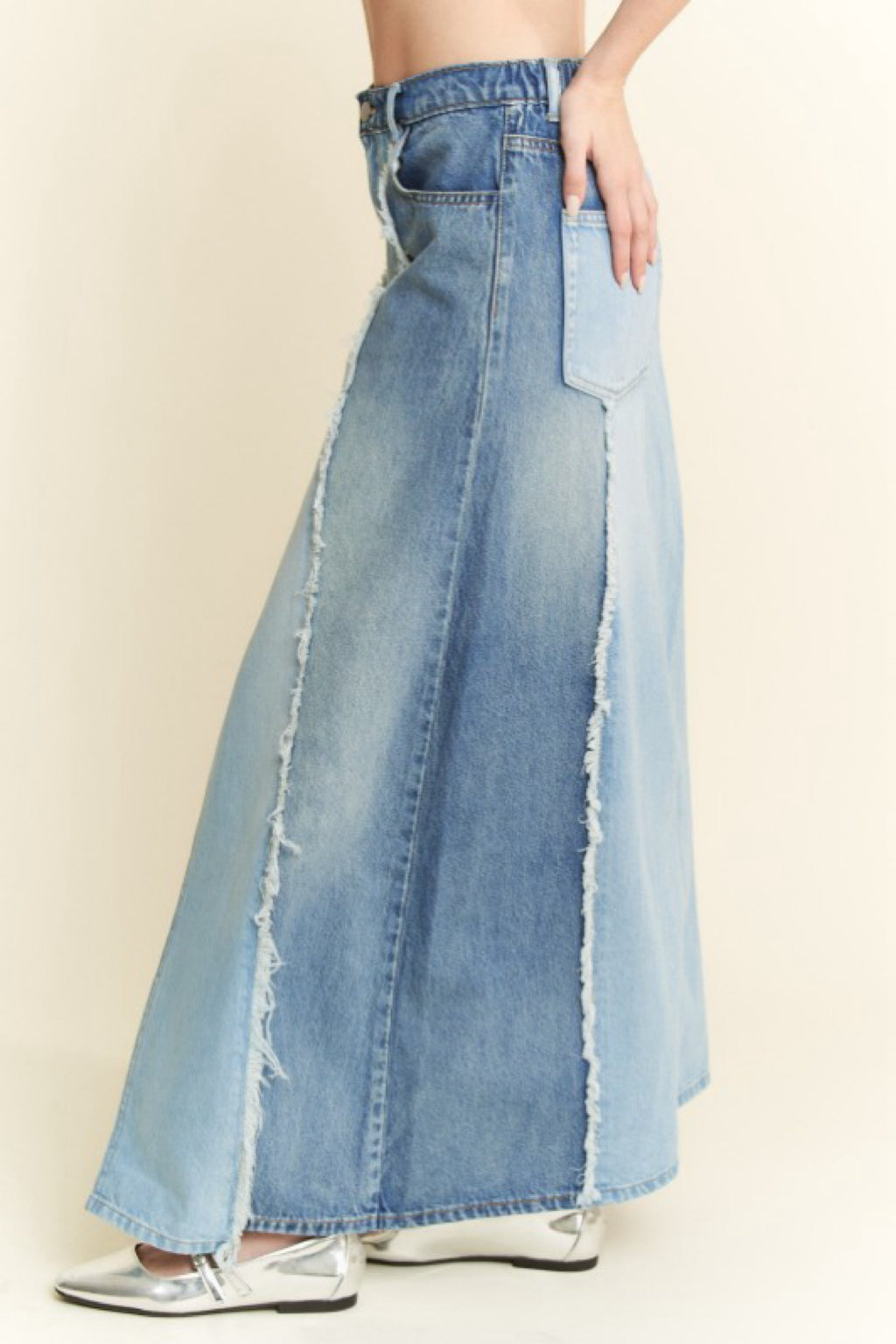TWO TONE PLUS DENIM SKIRT