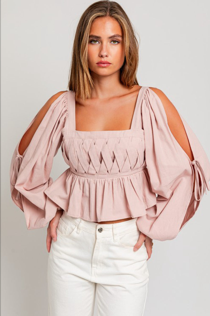 COLD SHOULDER BRAIDED TOP