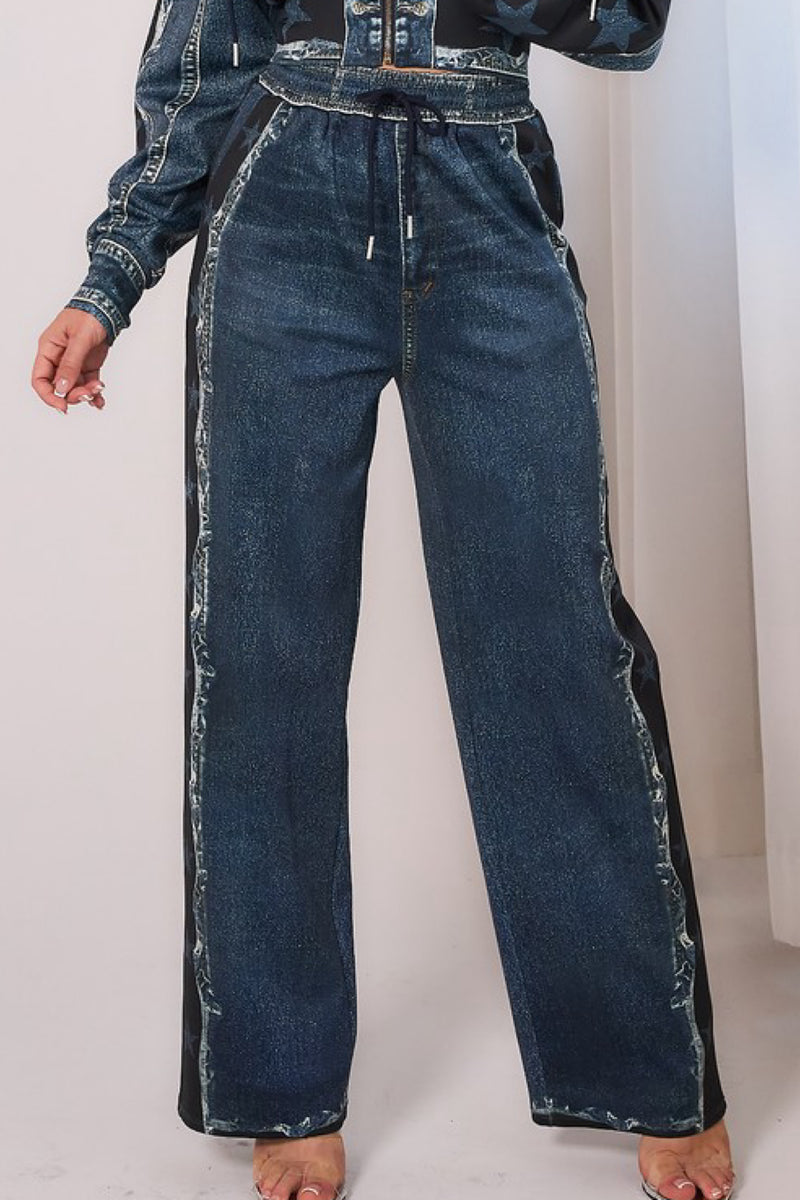 DENIM EFFECT STAR PANTS