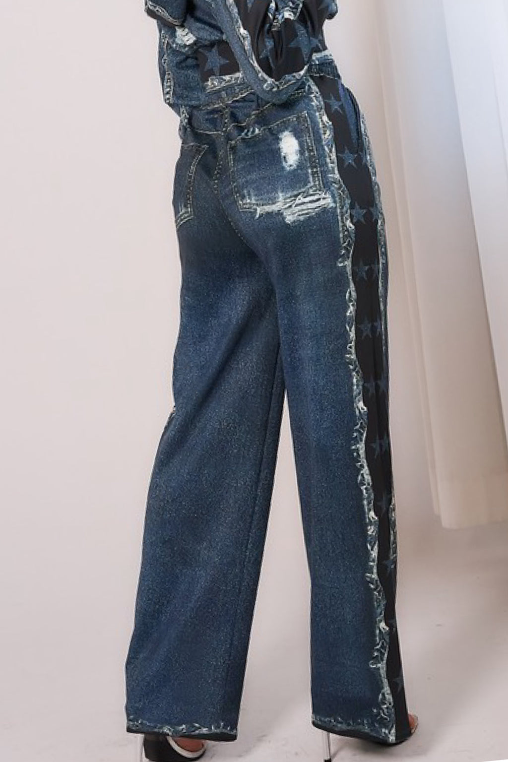 DENIM EFFECT STAR PANTS