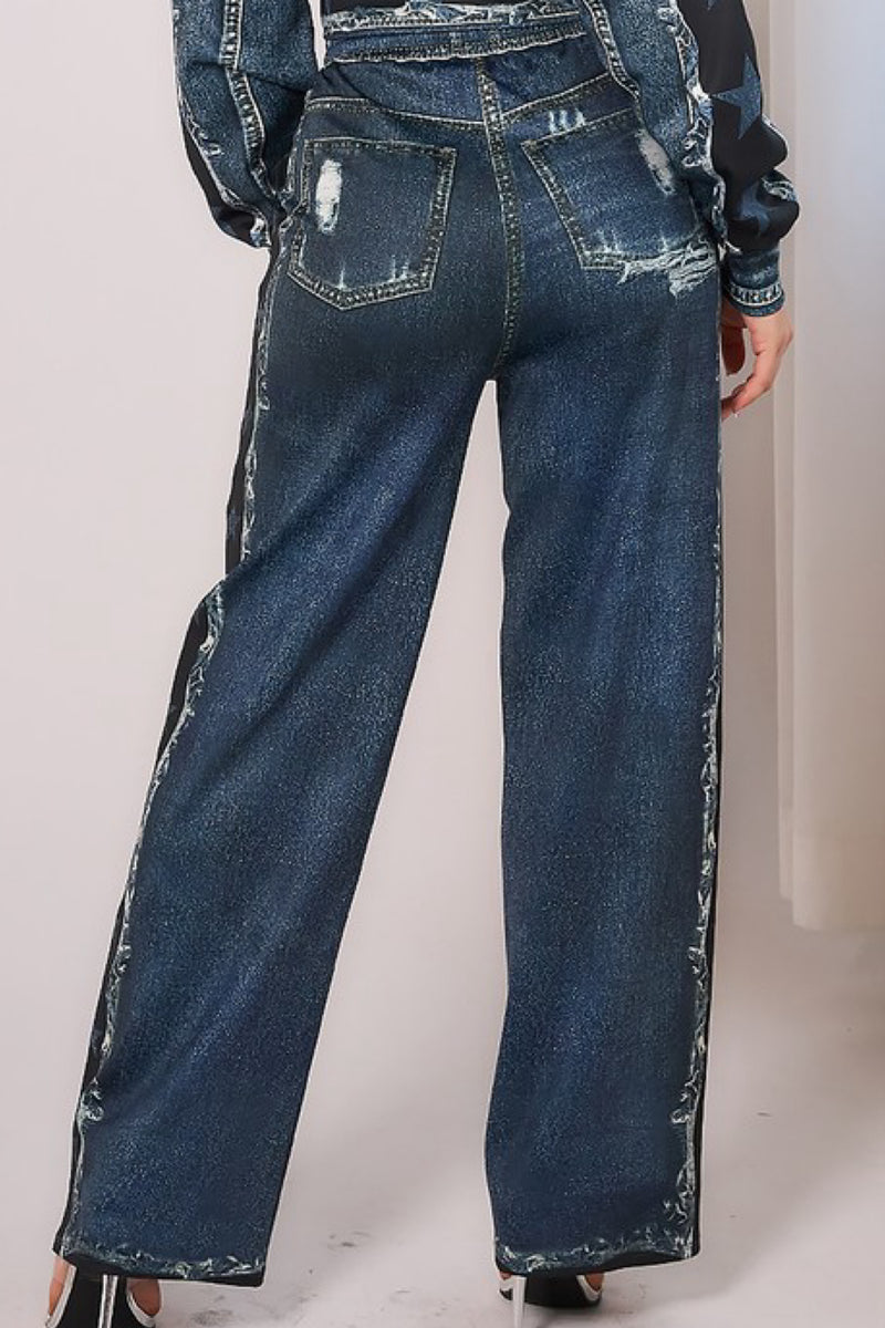 DENIM EFFECT STAR PANTS