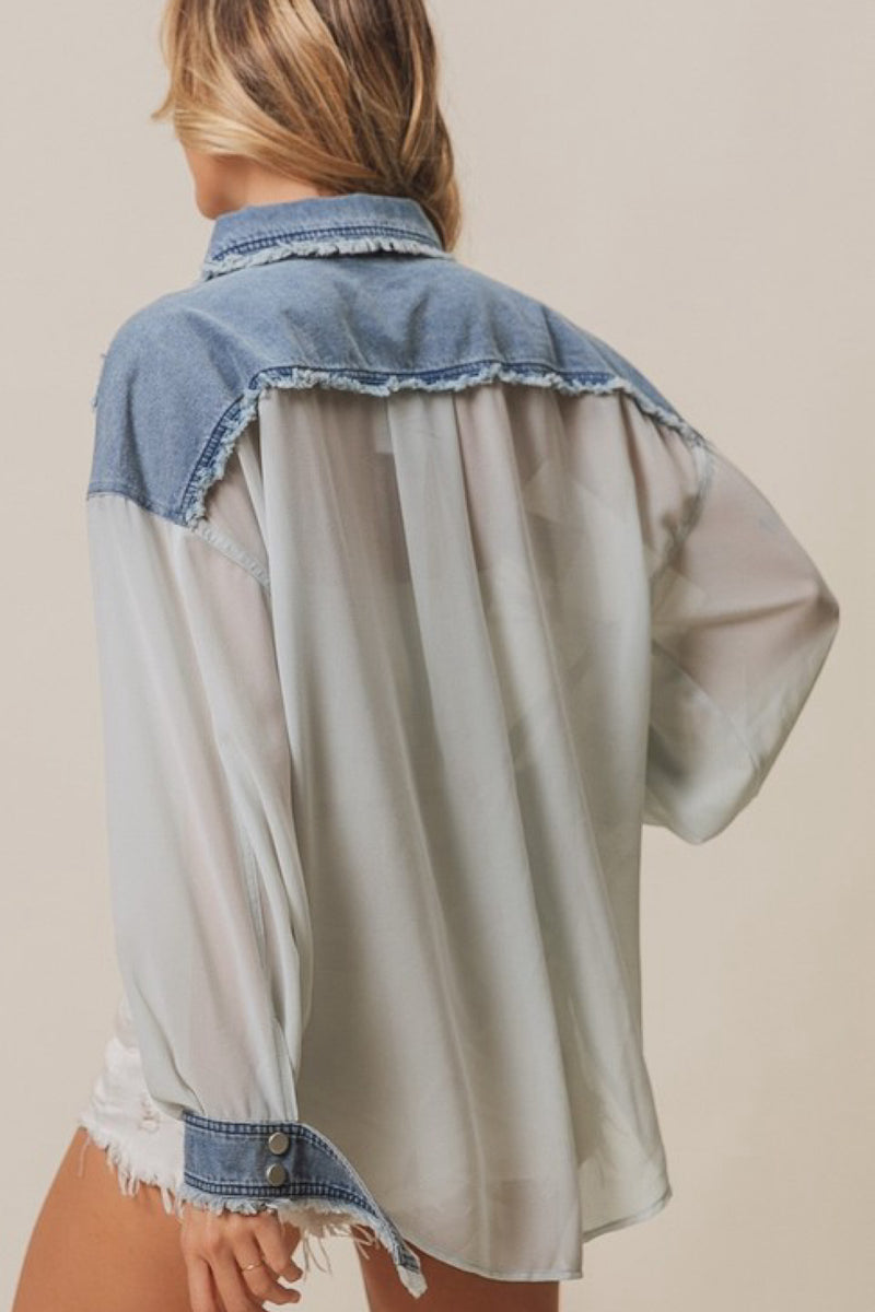 CHIFFON WITH DENIM TOP