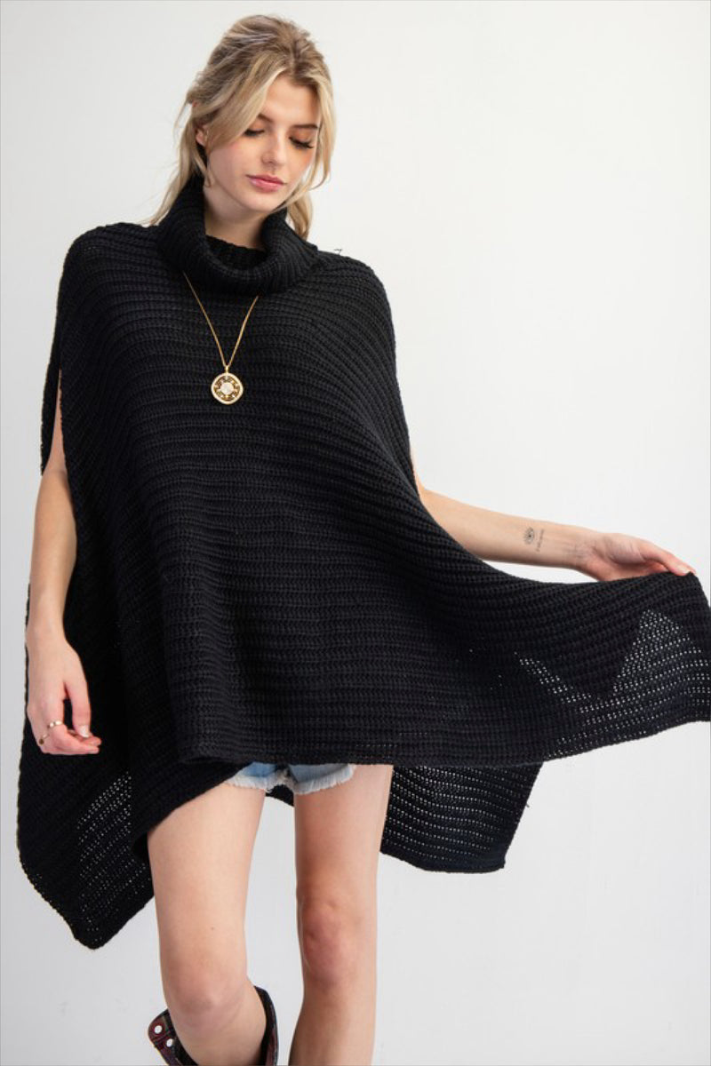 TURTLE NECK FASHION PONCHO