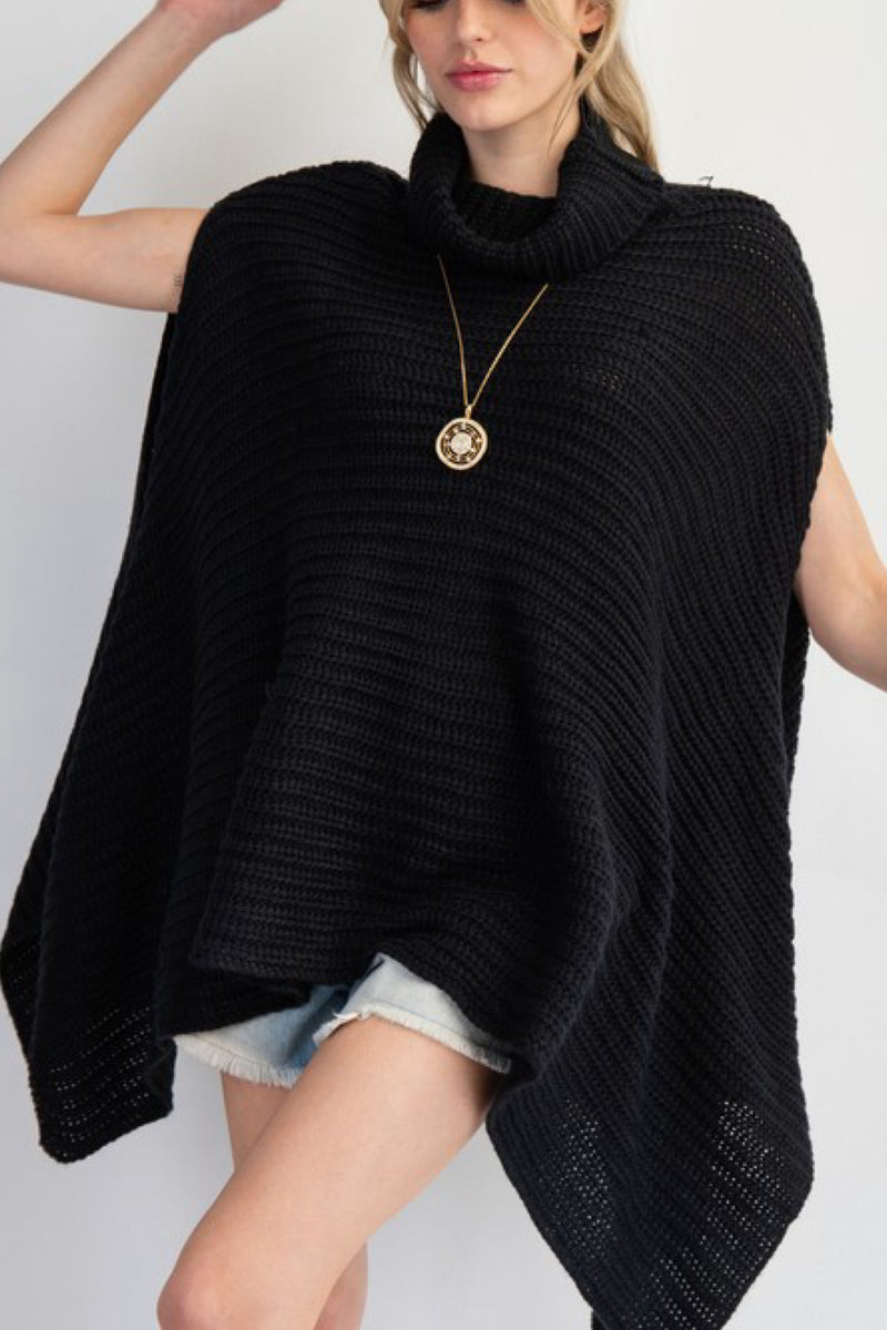 TURTLE NECK FASHION PONCHO