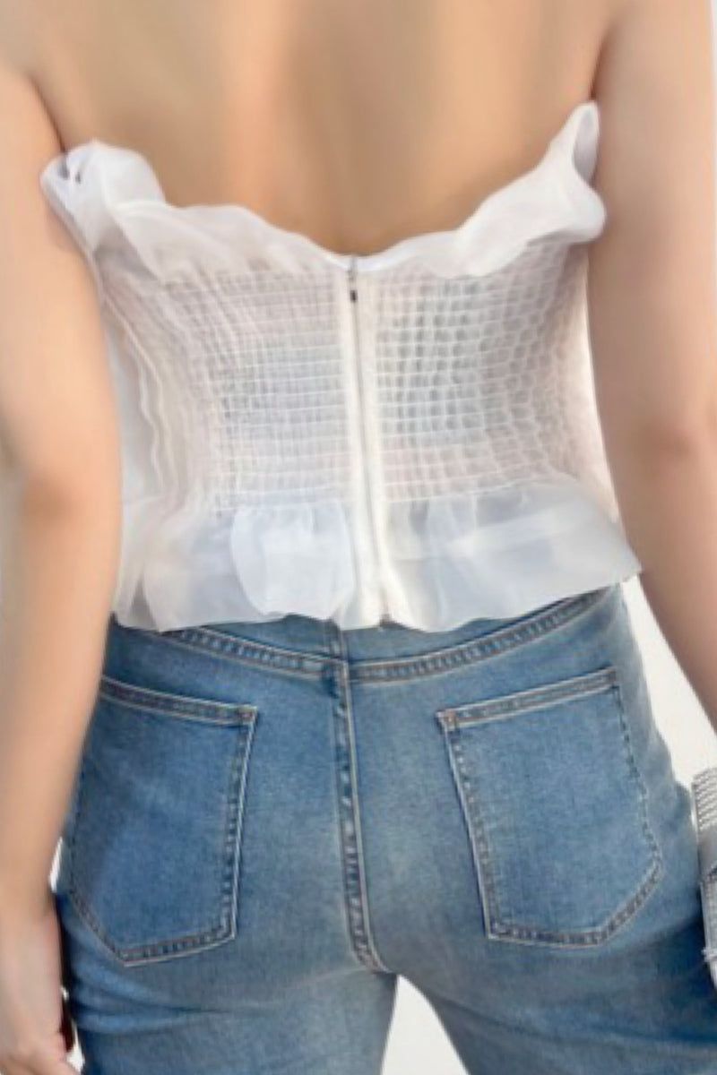 STRAPLESS PLEATED TOP