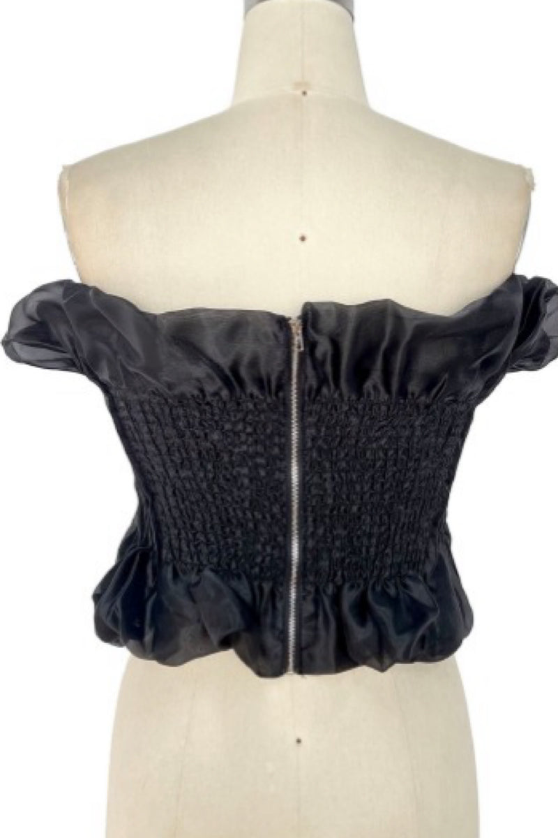 STRAPLESS PLEATED TOP
