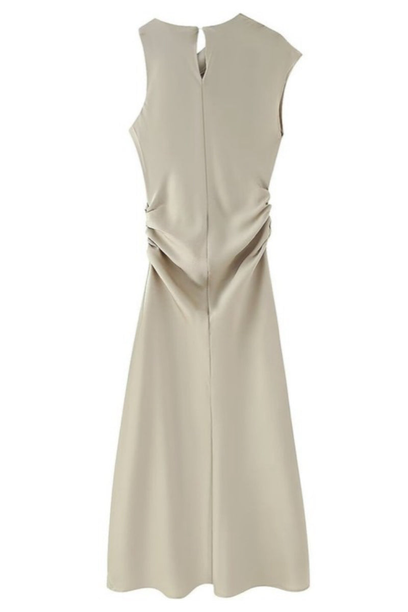 ASIMMETRIC SATIN MIDI DRESS
