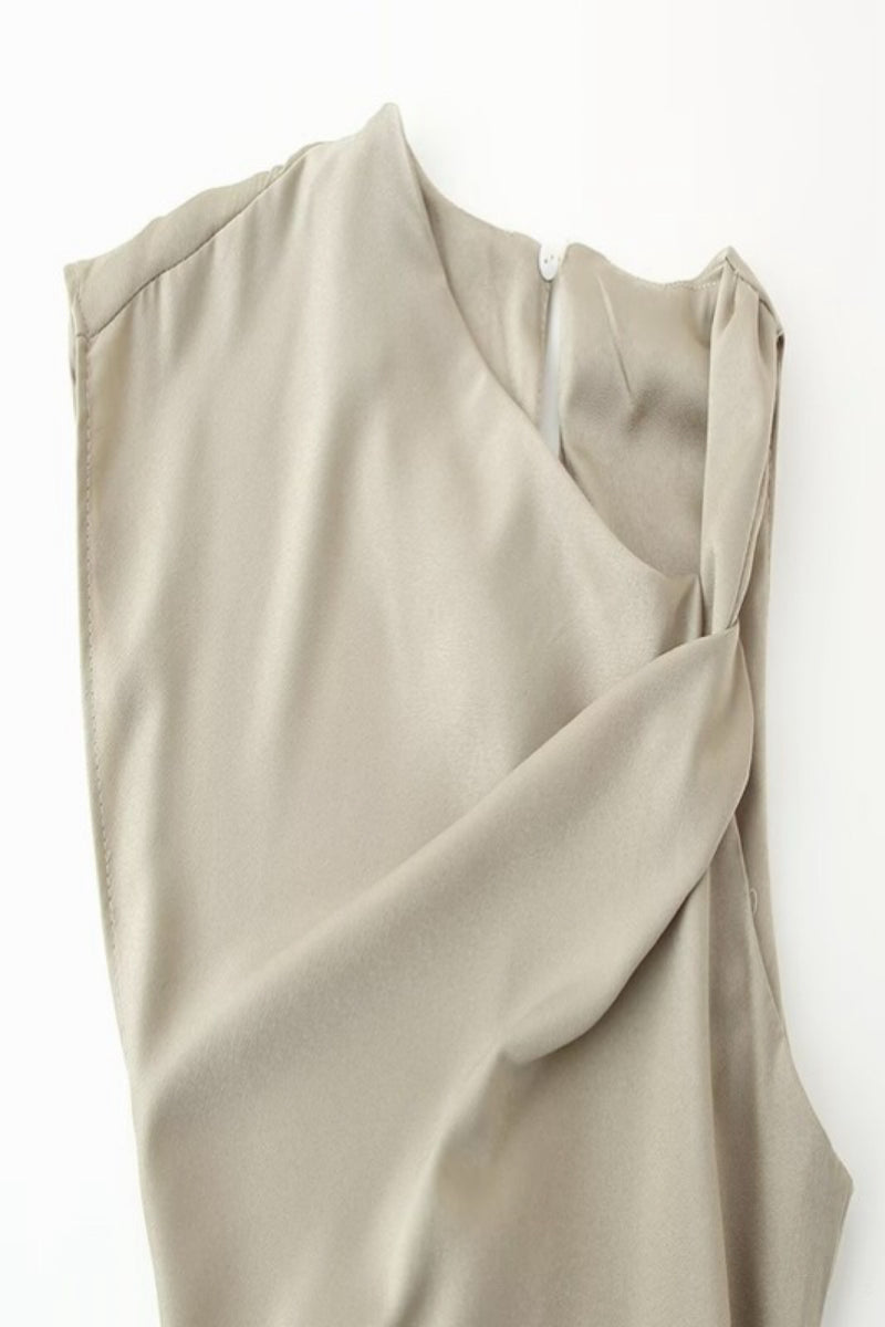 ASIMMETRIC SATIN MIDI DRESS