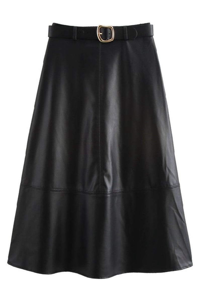 FAUX LEATHER MAXI SKIRT