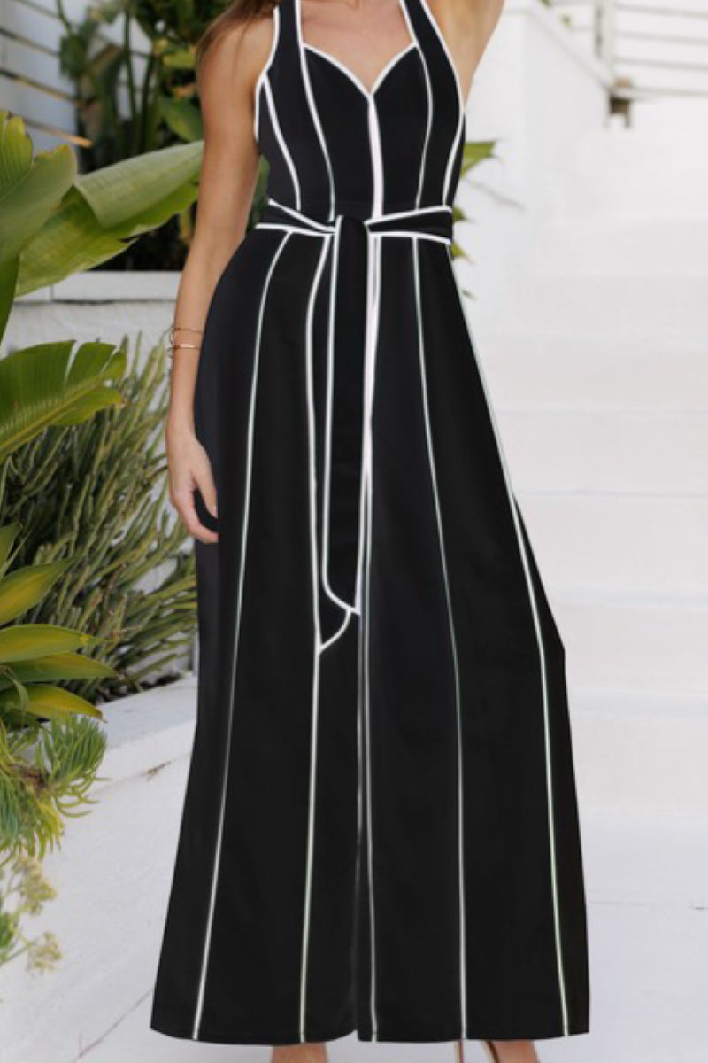 QUEEN CONTRAST HALTER JUMPSUIT