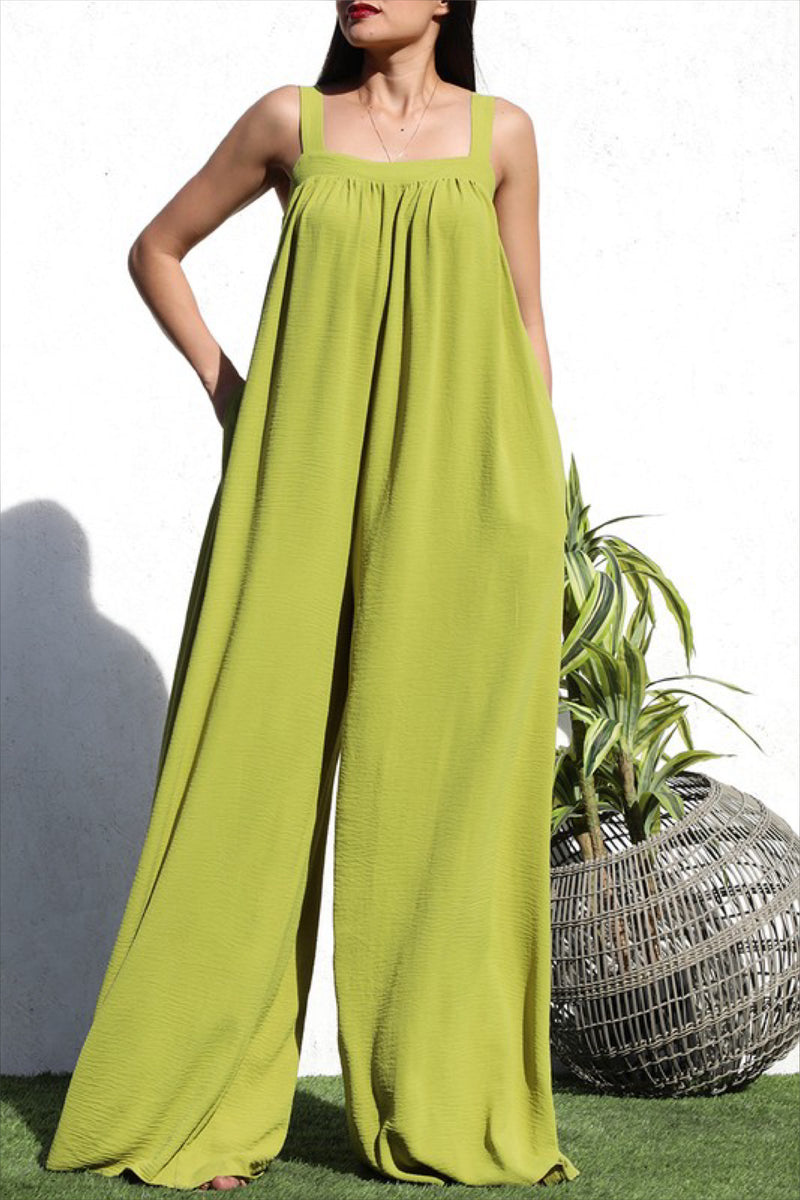 LOOSE LIME JUMPSUIT