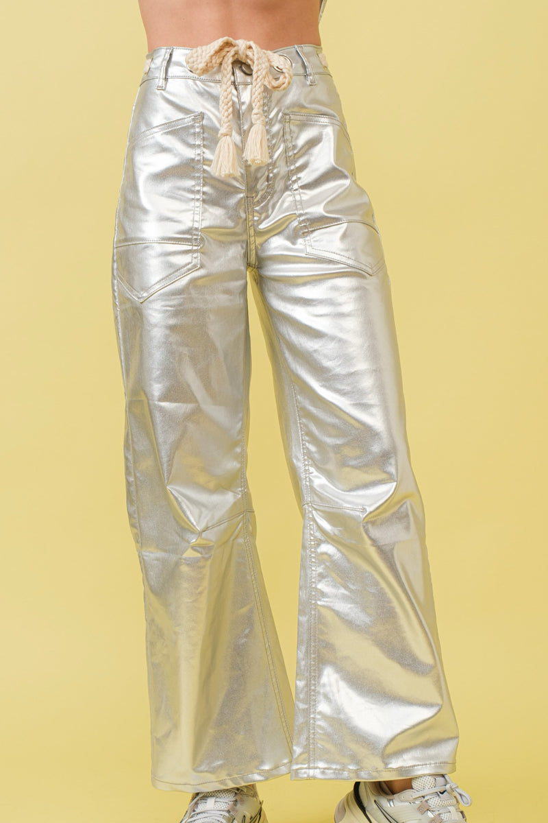 METALLIC CARGO PANTS