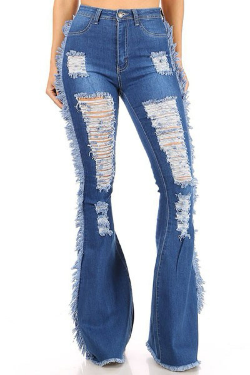 RIPPED FLARE DENIM