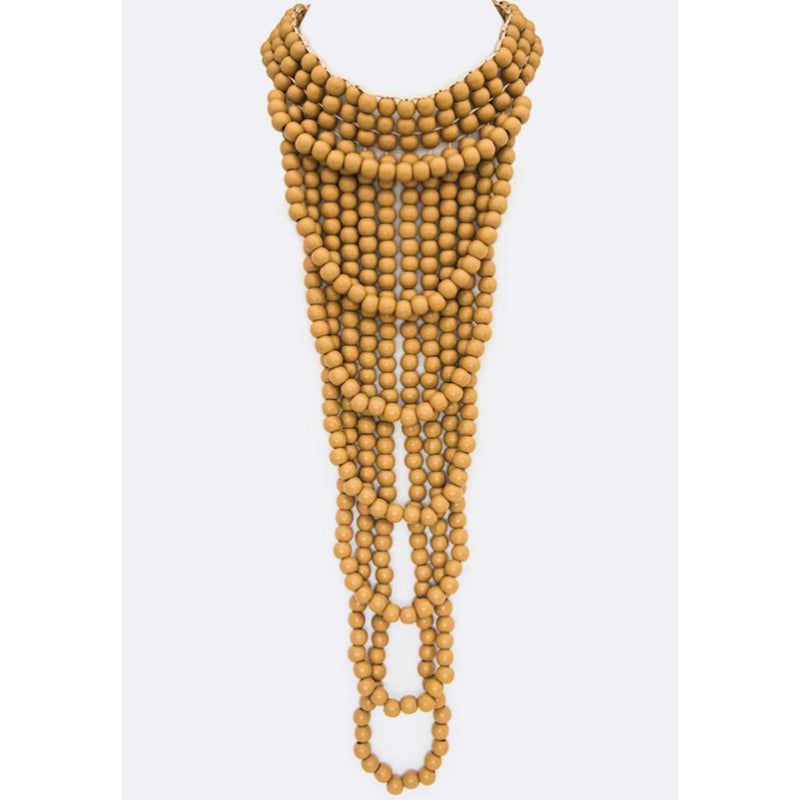 WOODEN BEADS STATEMENT NECKLACE