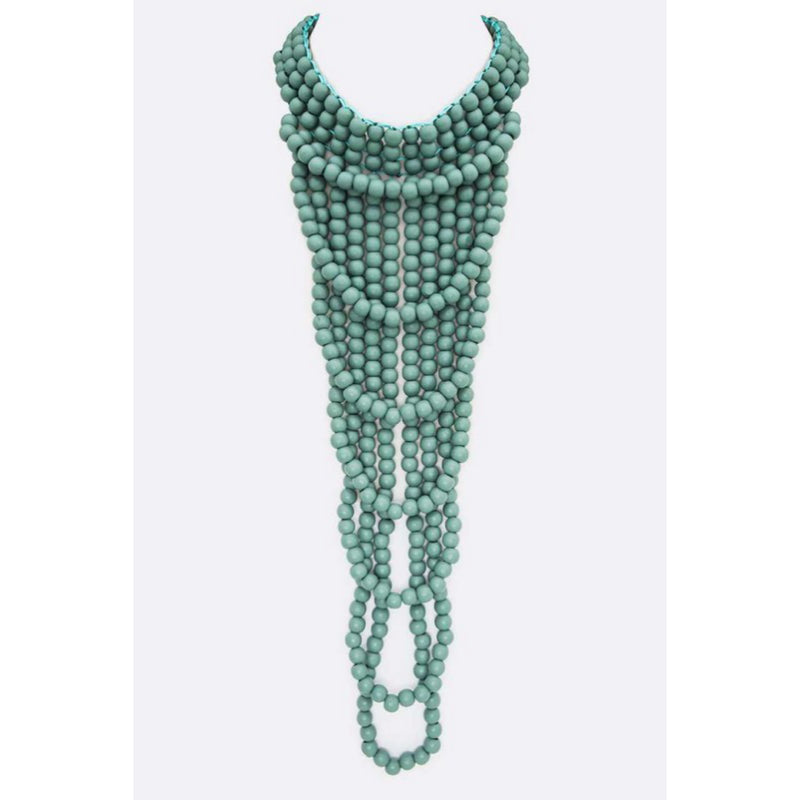 WOODEN BEADS STATEMENT NECKLACE