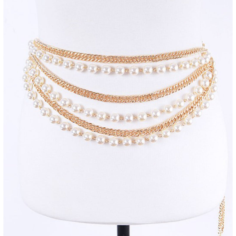 MULTI LAYER PEARLS BELT