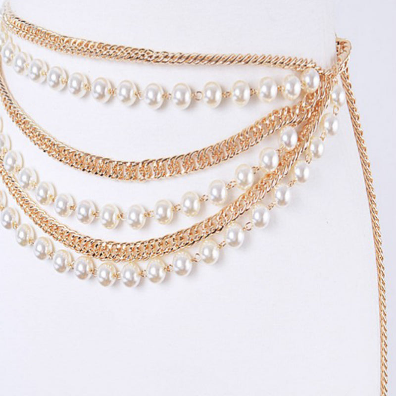 MULTI LAYER PEARLS BELT