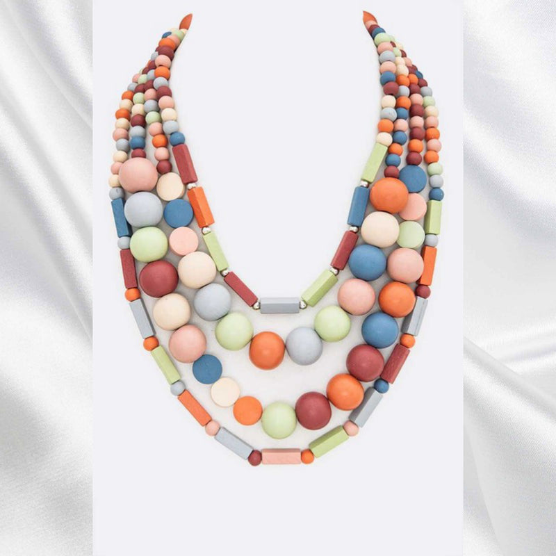 WOODEN BEADS LAYER NECKLACE