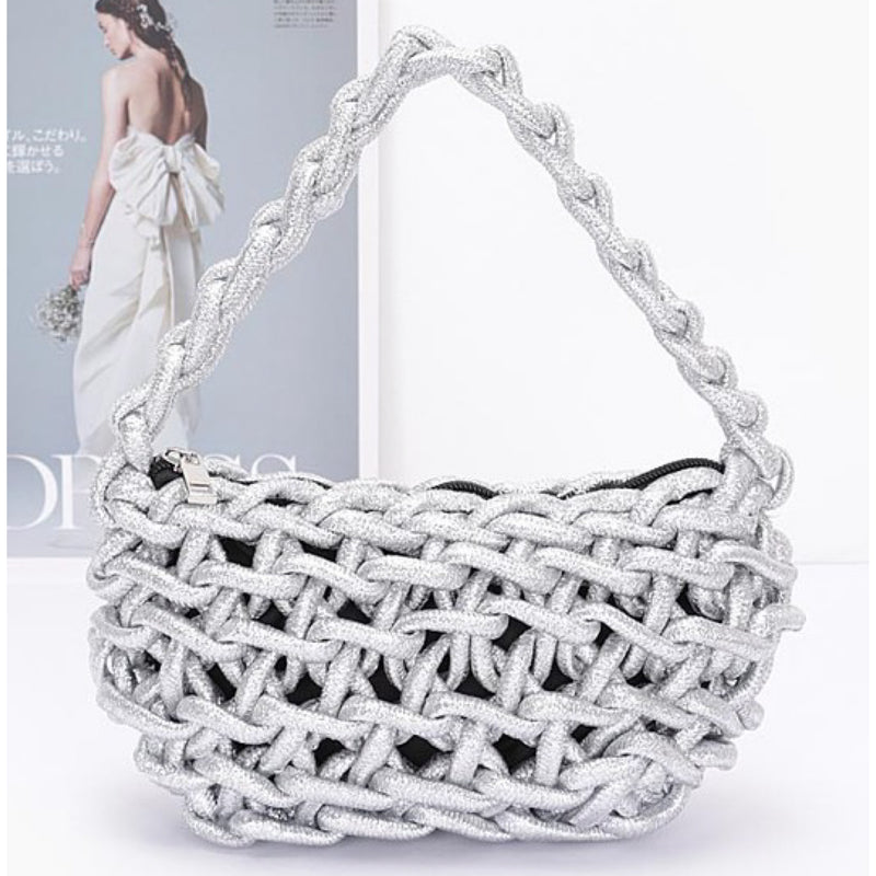 METALLIC MACRAME BAG