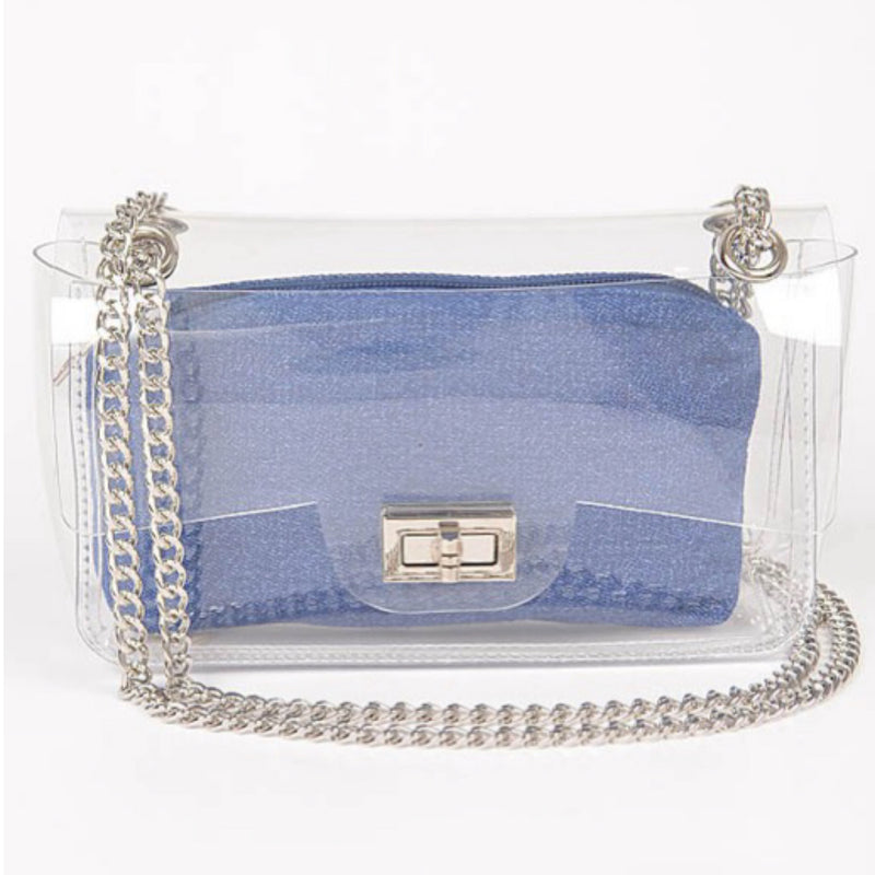 CLEAR BAG WITH SHINY POUCH