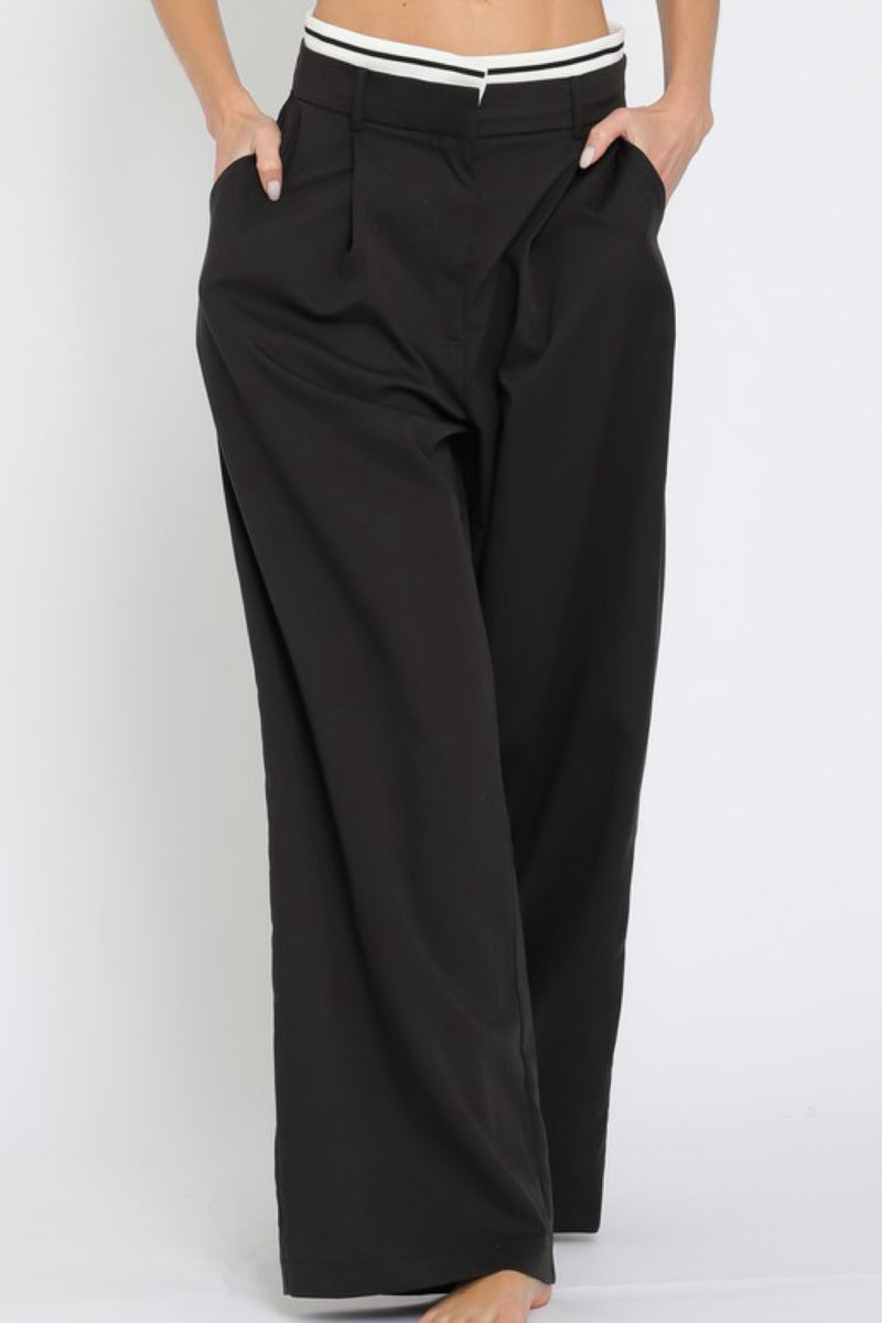 CONTRAST WAIST TROUSERS