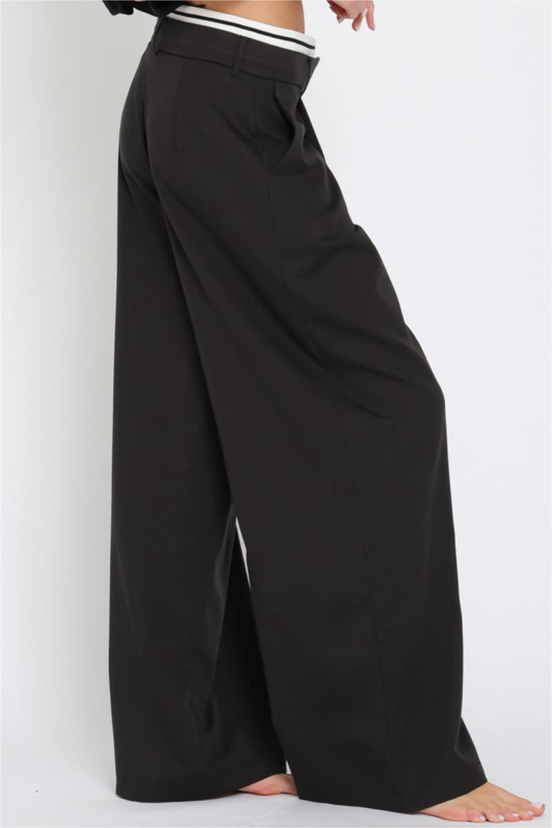 CONTRAST WAIST TROUSERS