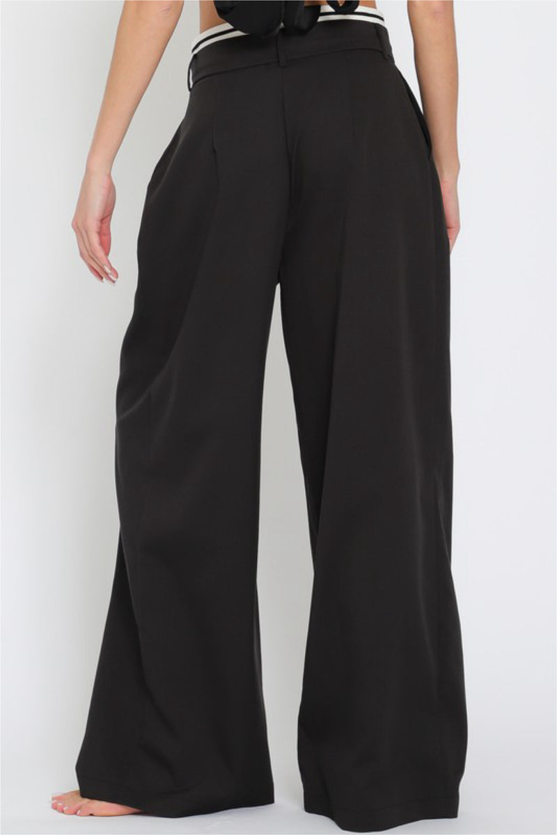 CONTRAST WAIST TROUSERS